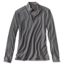 TEE SHIRT MANCHES LONGUES HOMME ORVIS DRIRELEASE 1/4 ZIP - GRIS